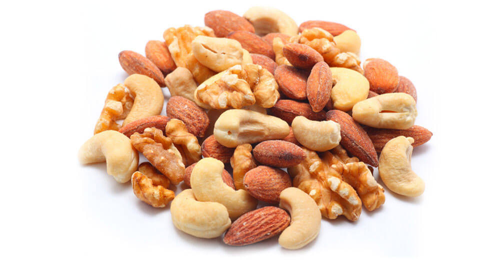A pile of assorted nuts.